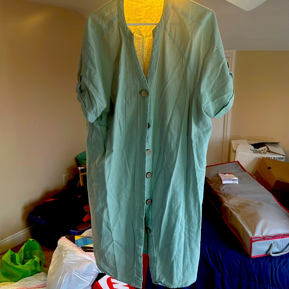 Sage green button up dress